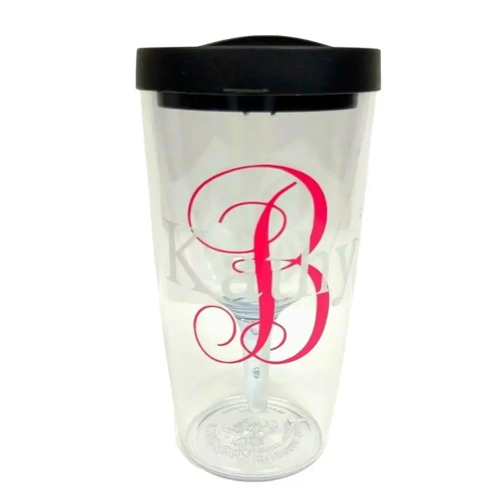 VINO2GO Personalized Wine Tumbler Insulated Double Wall Acrylic Initialed B